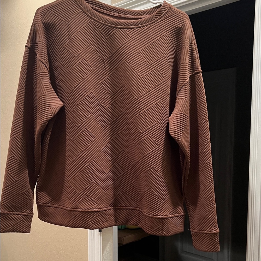Geometric Patterned Brown Sweater